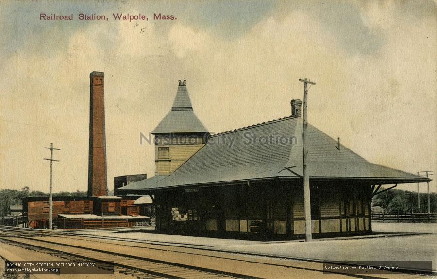 Postcard: Railroad Station, Walpole, Massachusetts